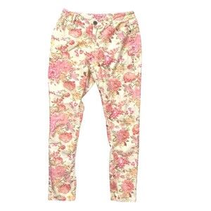 Vanilla Star Antique Rose Blossom Ankle Skinny Jeans 7 Mid Rise Floral Denim Jrs